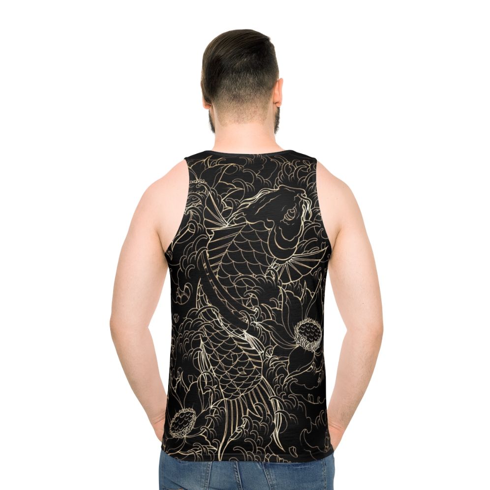 Koi fish and floral design unisex tank top
