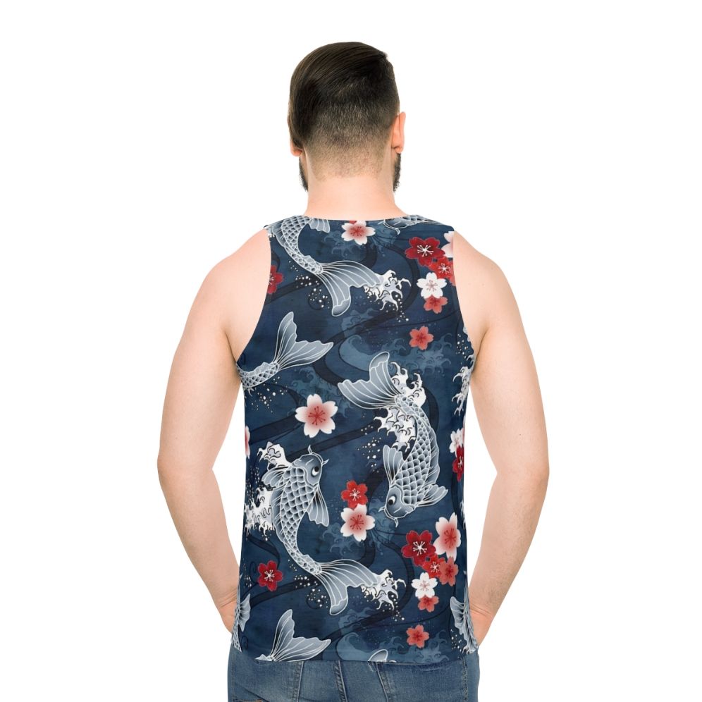 Koi Sakura Blossom Unisex Blue Tank Top