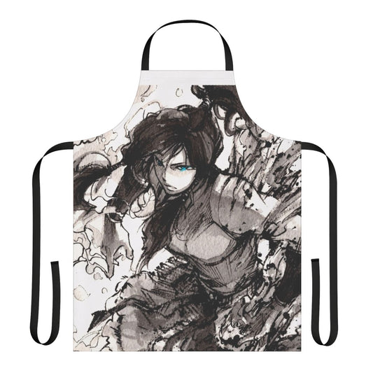 Korra-Inspired Avatar Apron for Fans - Anime Kitchen Accessory featuring Korra, Airbender, Waterbender, Firebender, and Earthbender elements