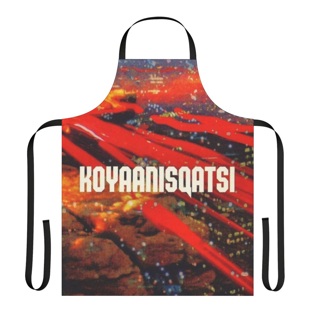 Koyaanisqatsi-themed apron with abstract patterns and visuals