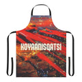 Koyaanisqatsi-themed apron with abstract patterns and visuals