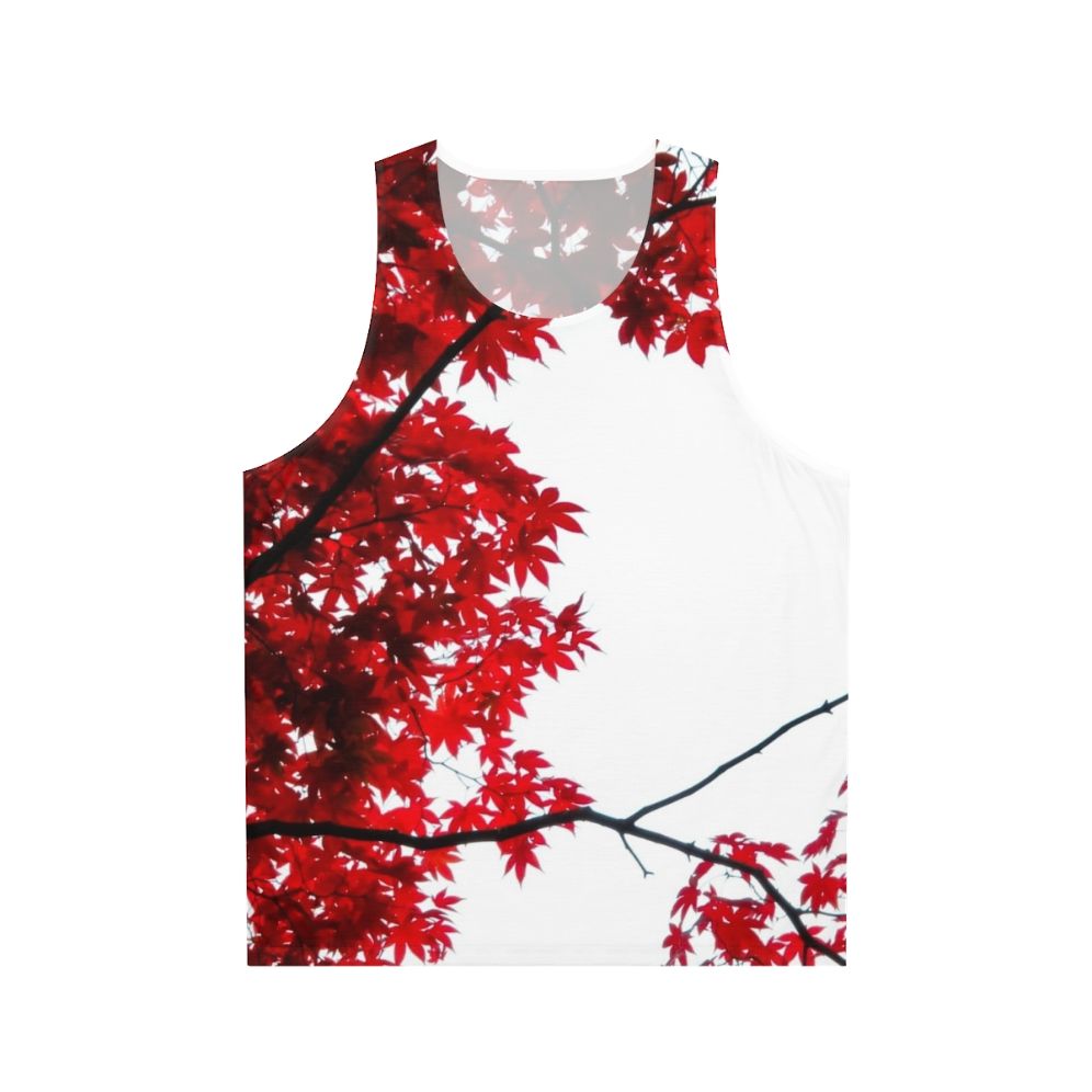 Koyo unisex tank top with Japanese maple leaves
