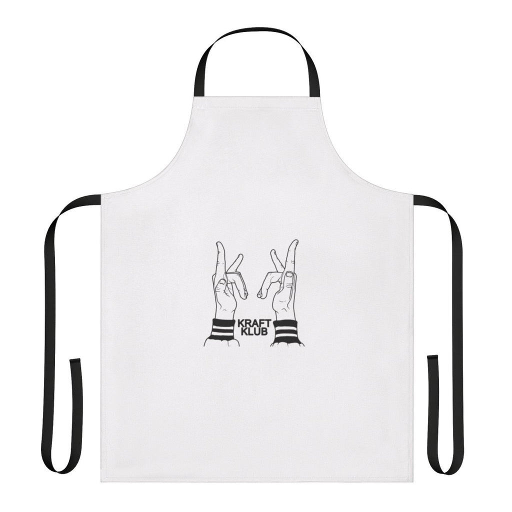 Black apron with Kraftklub band logo and name