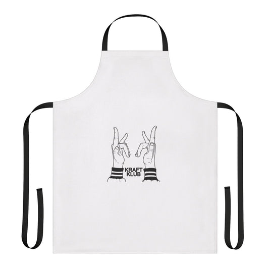 Black apron with Kraftklub band logo and name