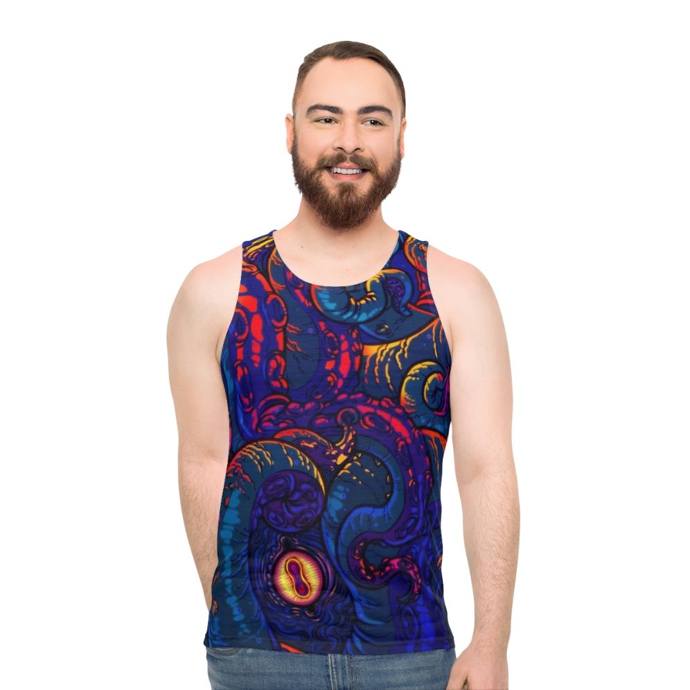 Kraken unisex tank top with colorful tentacle design