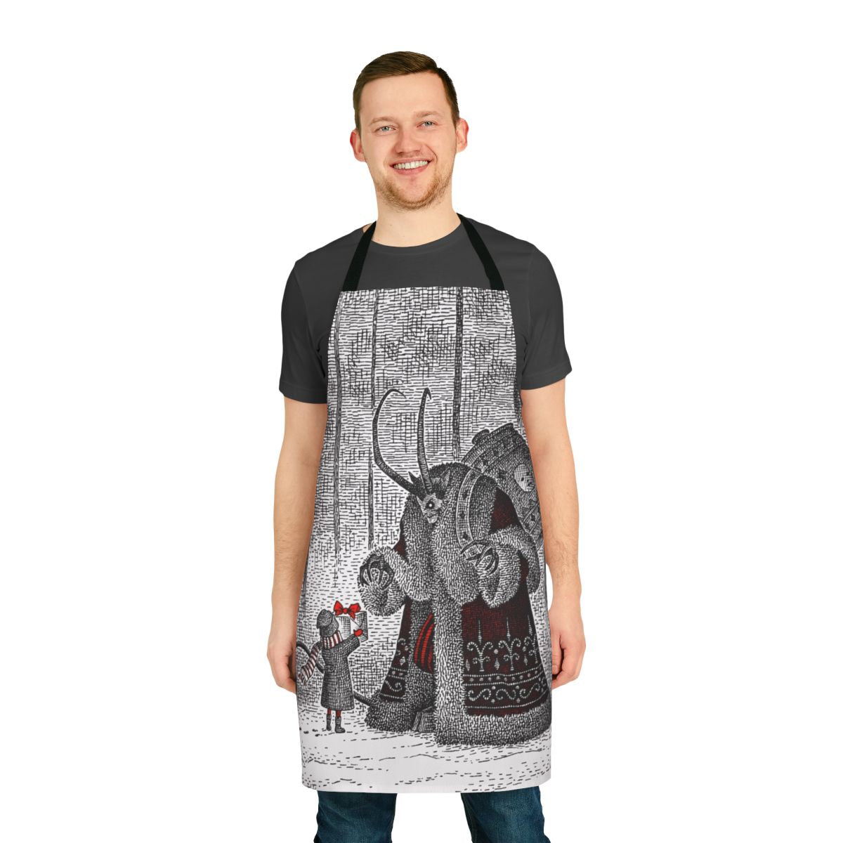 Krampus Holiday Apron featuring the mythical Krampus creature