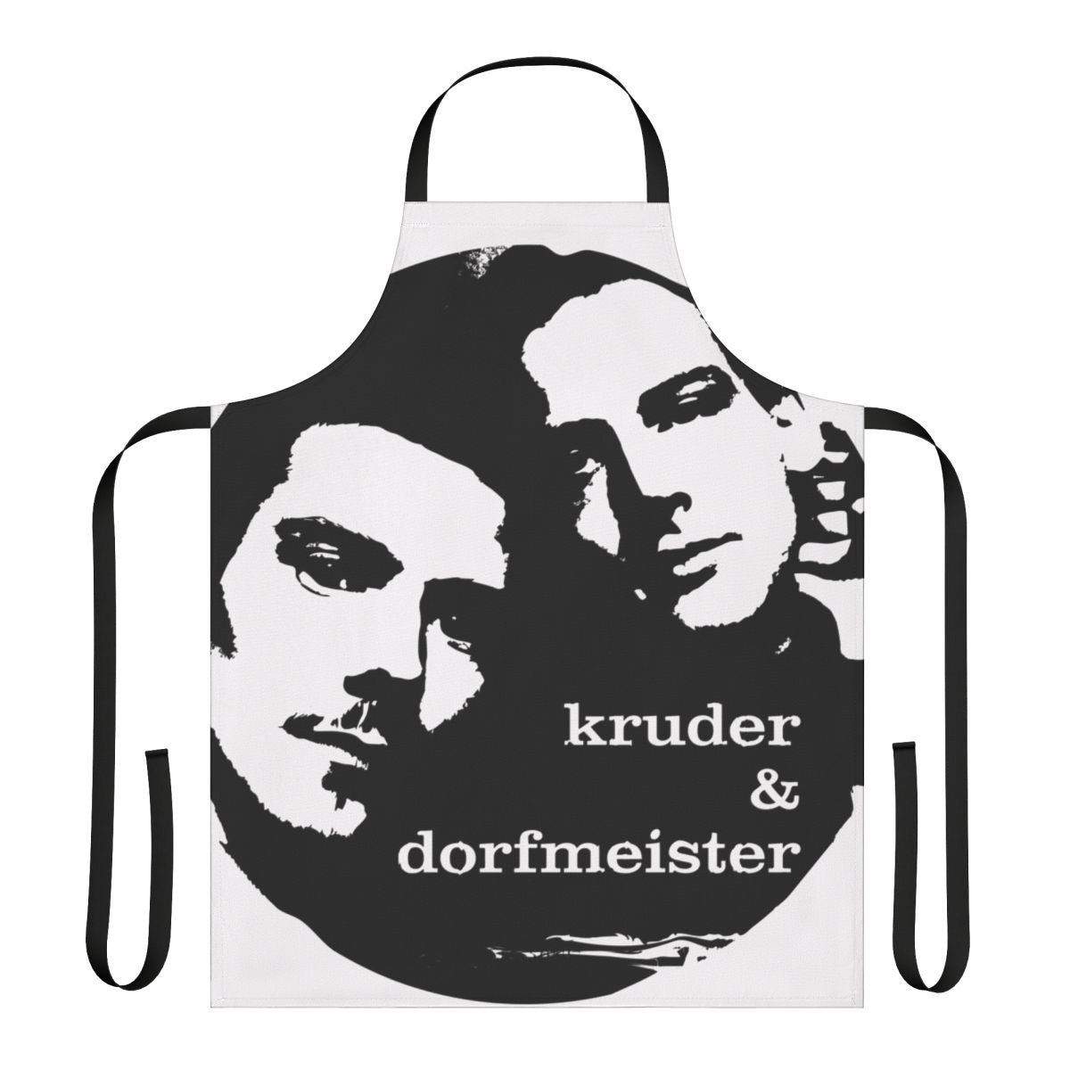 Kruder Dorfmeister inspired apron with electronic music and DJ motifs