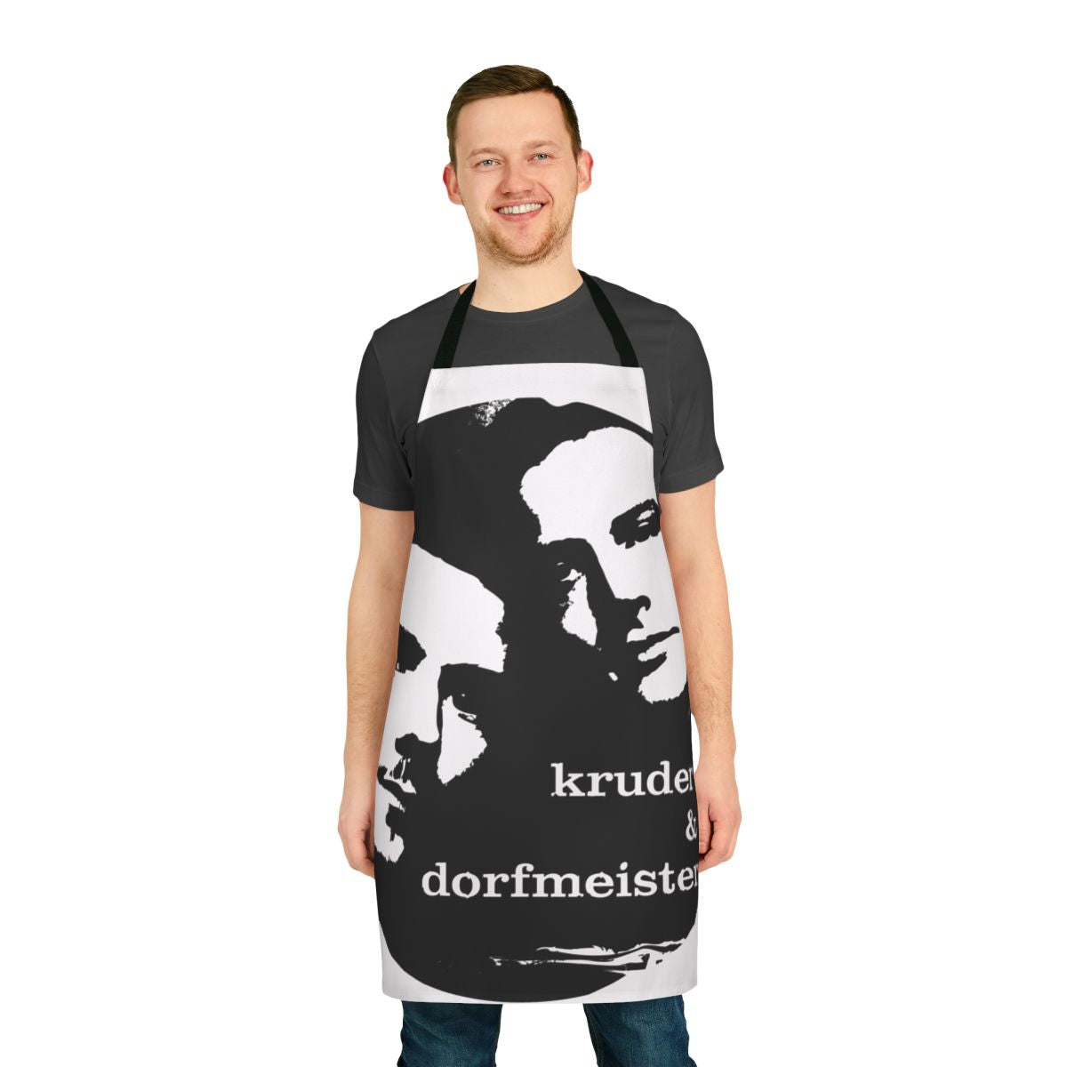 Kruder Dorfmeister inspired apron with electronic music and DJ motifs