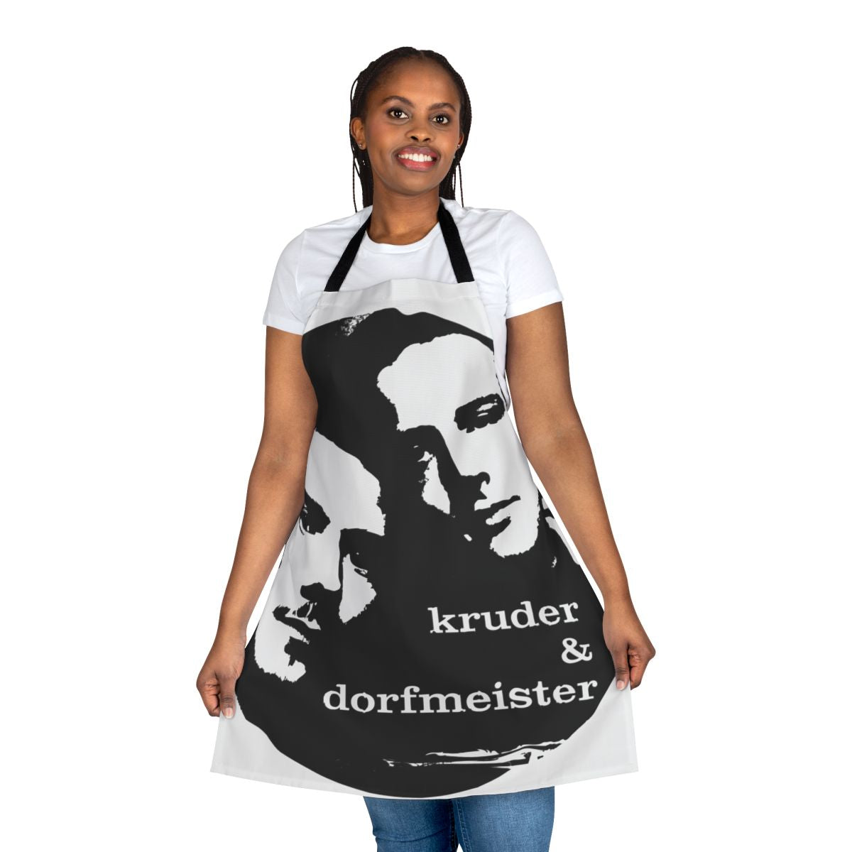 Kruder Dorfmeister inspired apron with electronic music and DJ motifs
