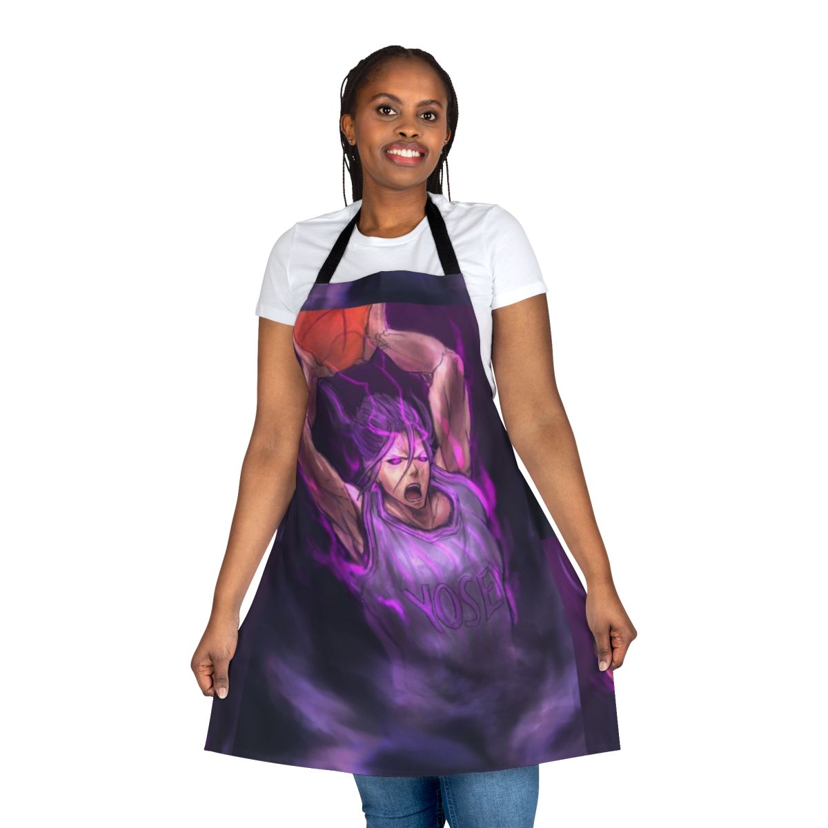 Kuroko's Basketball inspired apron featuring the characters and team logos from the popular anime series.