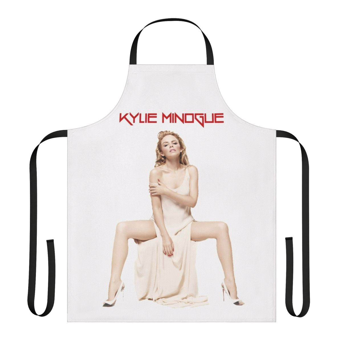 Stylish kitchen apron featuring the image of pop star Kylie Minogue