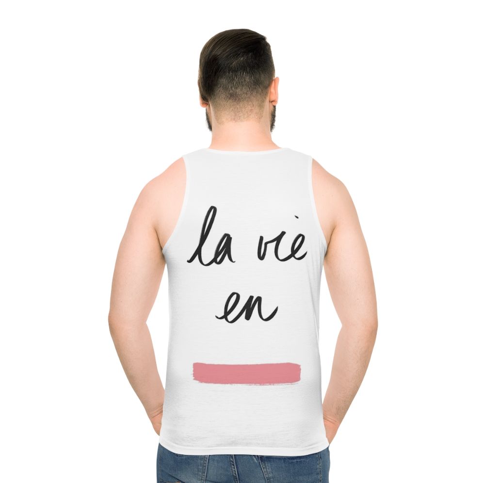 Unisex tank top with "La Vie En Rose" quote and retro French design