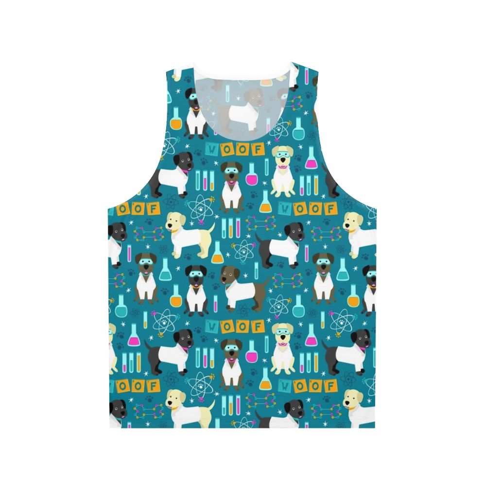 Unisex lab assistant science tank top with labrador retriever design