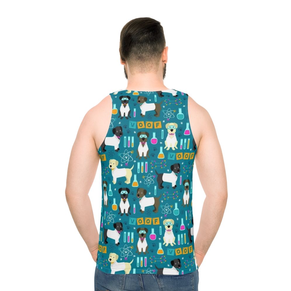 Unisex lab assistant science tank top with labrador retriever design