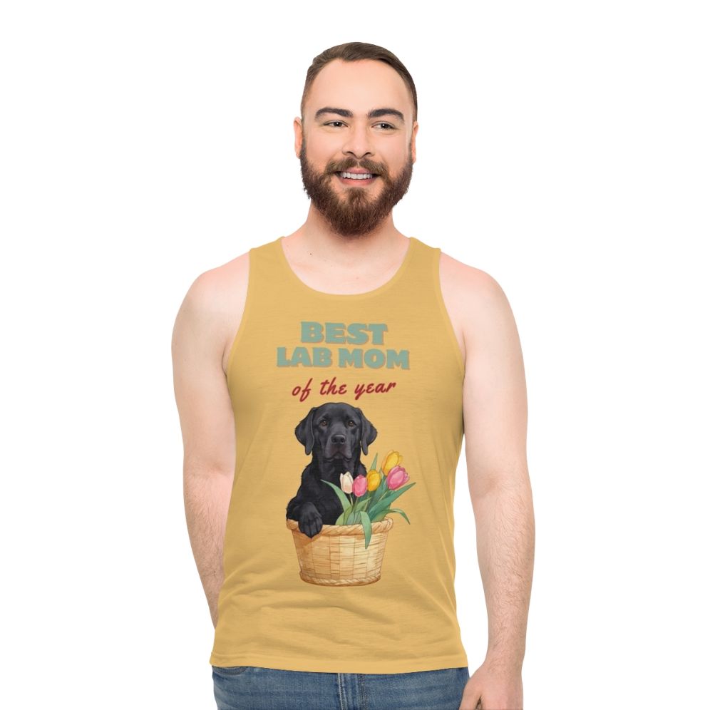 Labrador Retriever Dog Mom Tank Top with Vibrant Tulips Design