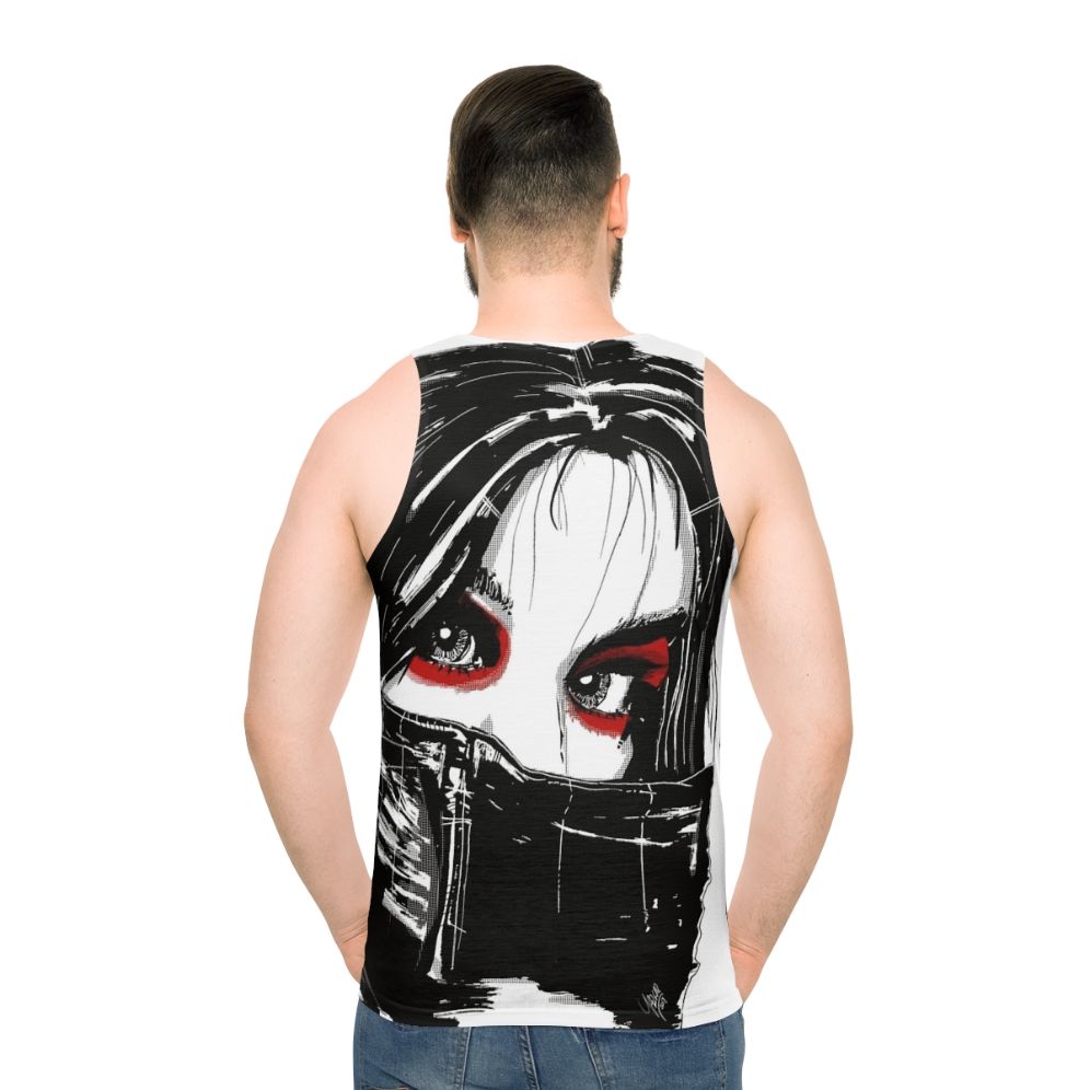 Lady Vengeance Unisex Tank Top featuring noir-inspired artwork