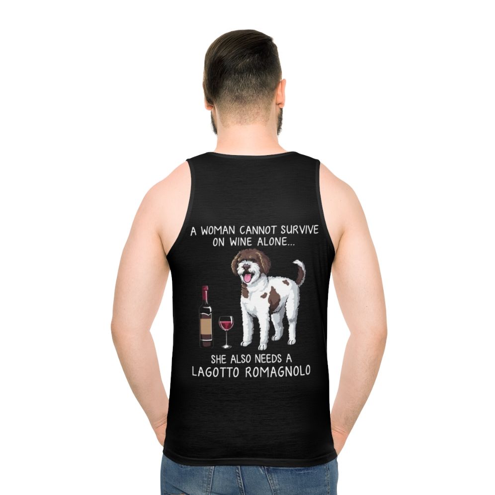 Lagotto Romagnolo dog and wine funny unisex tank top