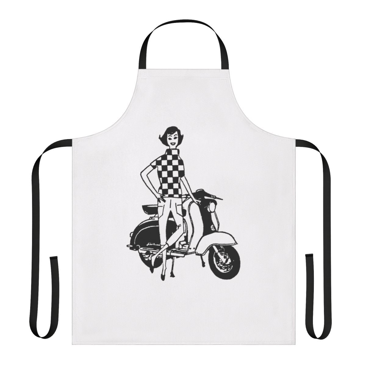 Lambretta-inspired checkered top apron for mod-style scooter enthusiasts