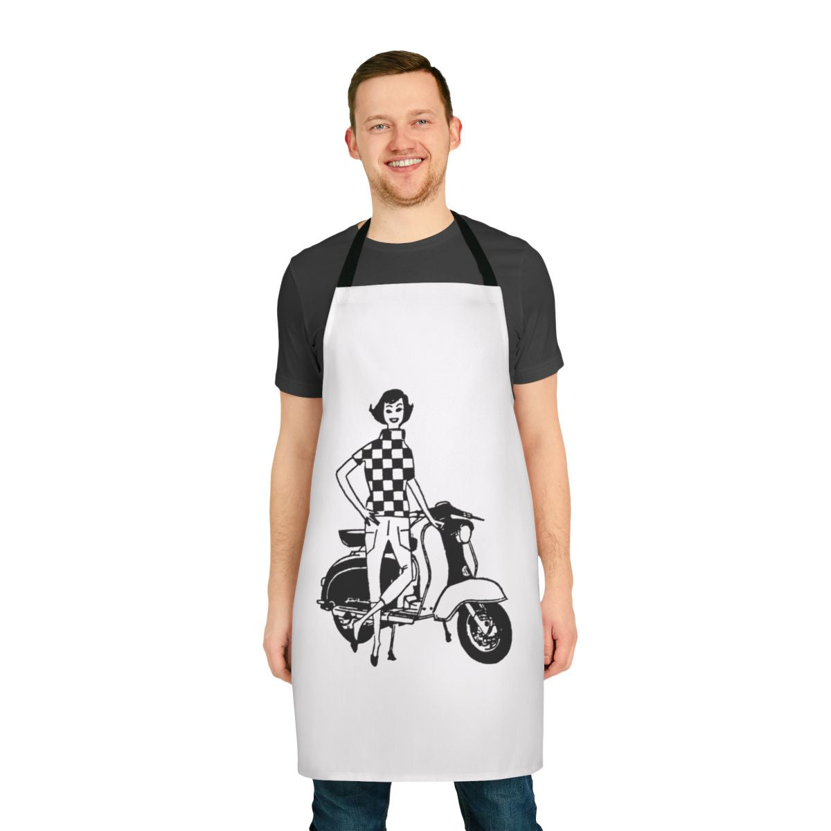 Lambretta-inspired checkered top apron for mod-style scooter enthusiasts