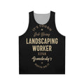 Landscaping worker wearing unisex tank top