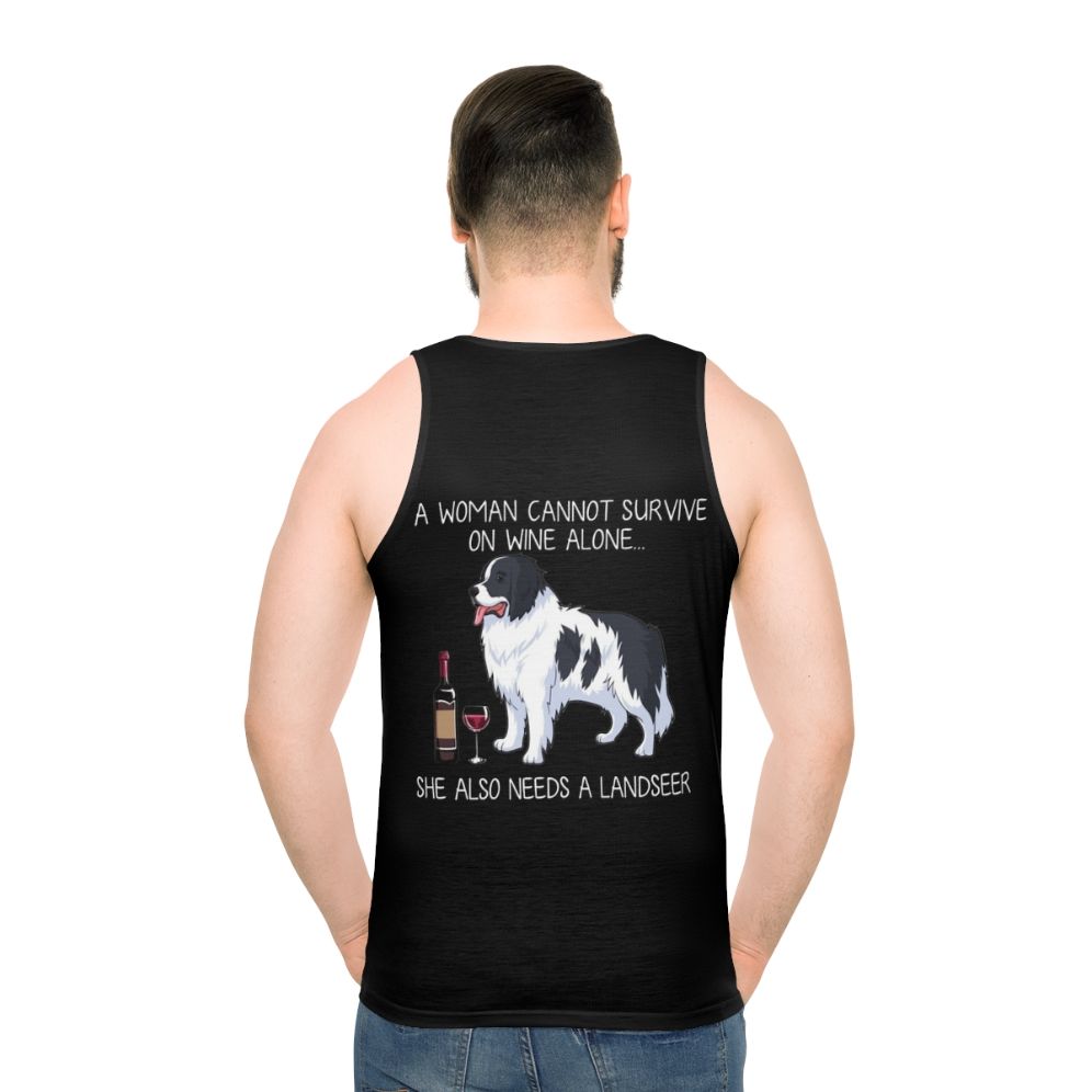 Landseer dog and wine funny unisex tank top