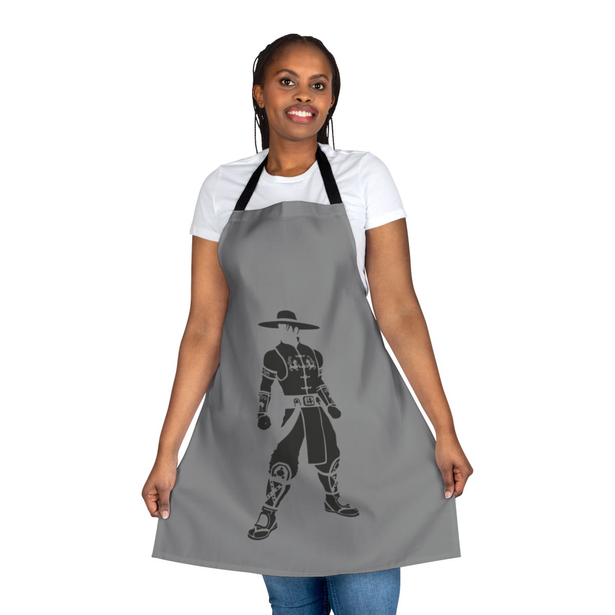 Lao inspired apron with minimalist Tekken-style design
