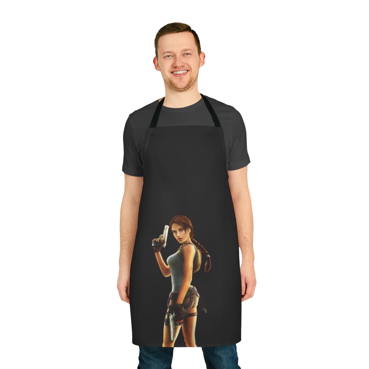 "Lara Croft Inspired Anniversary Apron - High-Quality Gaming Merchandise"