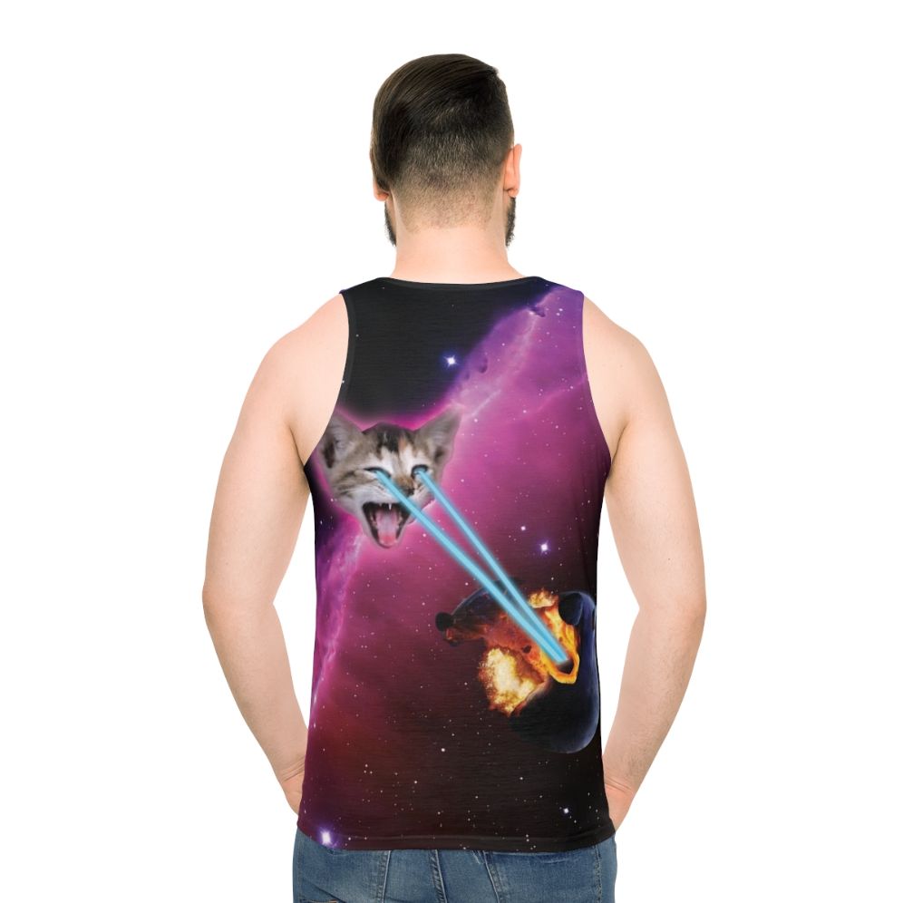Laser Cat Destroyer of Planets Unisex Galaxy Tank Top