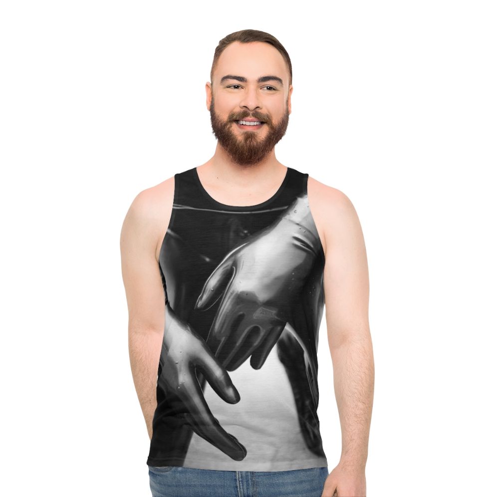 Unisex tank top with latex-inspired design