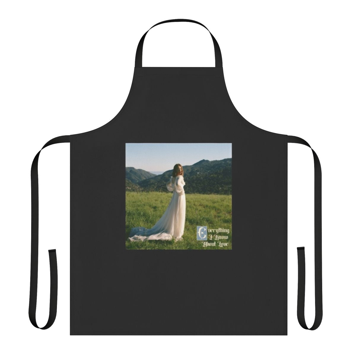 Laufey-inspired jazz pop apron with musical notes and singer silhouette