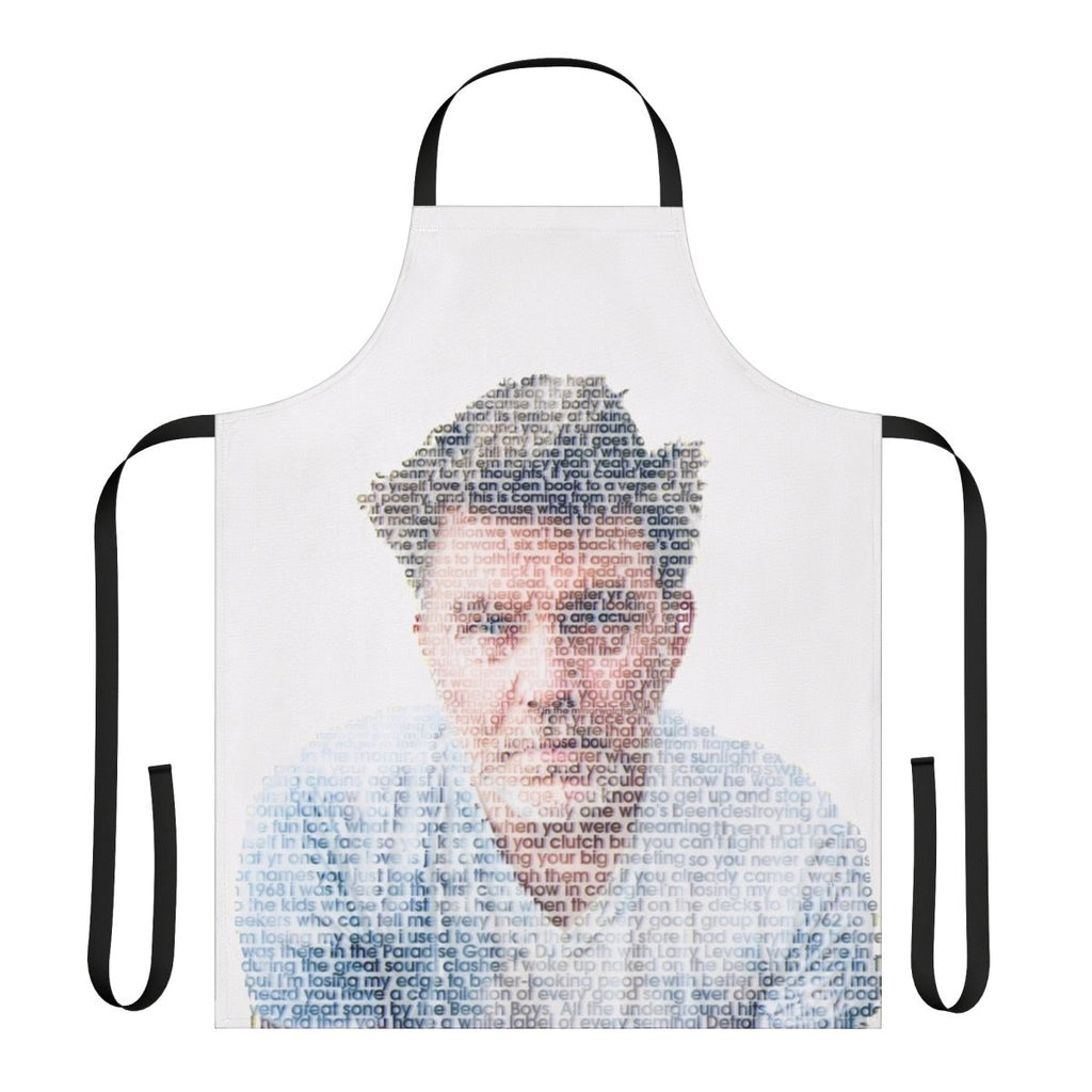 LCD Soundsystem inspired music lover's apron with band's iconic logo and album art