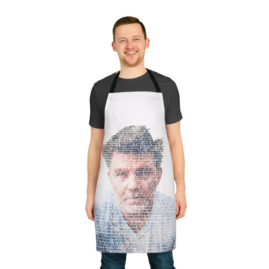 LCD Soundsystem inspired music lover's apron with band's iconic logo and album art