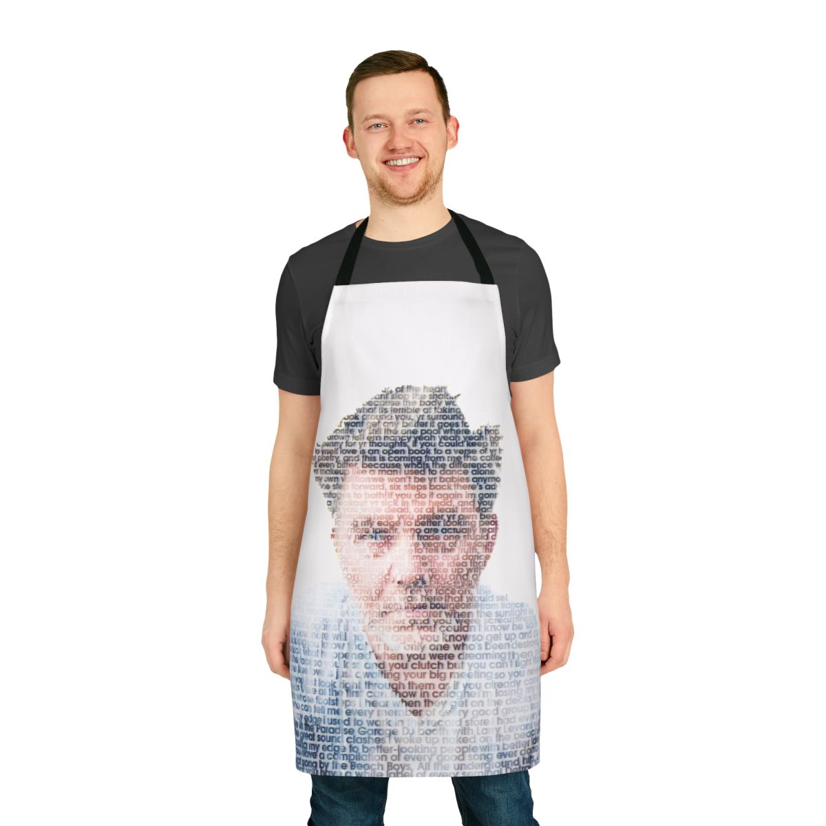 LCD Soundsystem inspired music lover's apron with band's iconic logo and album art