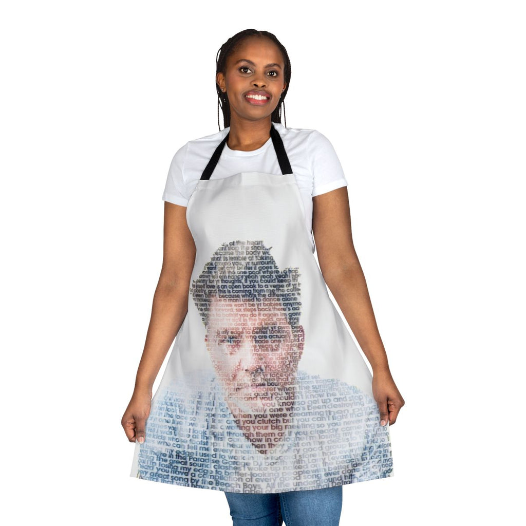 LCD Soundsystem inspired music lover's apron with band's iconic logo and album art