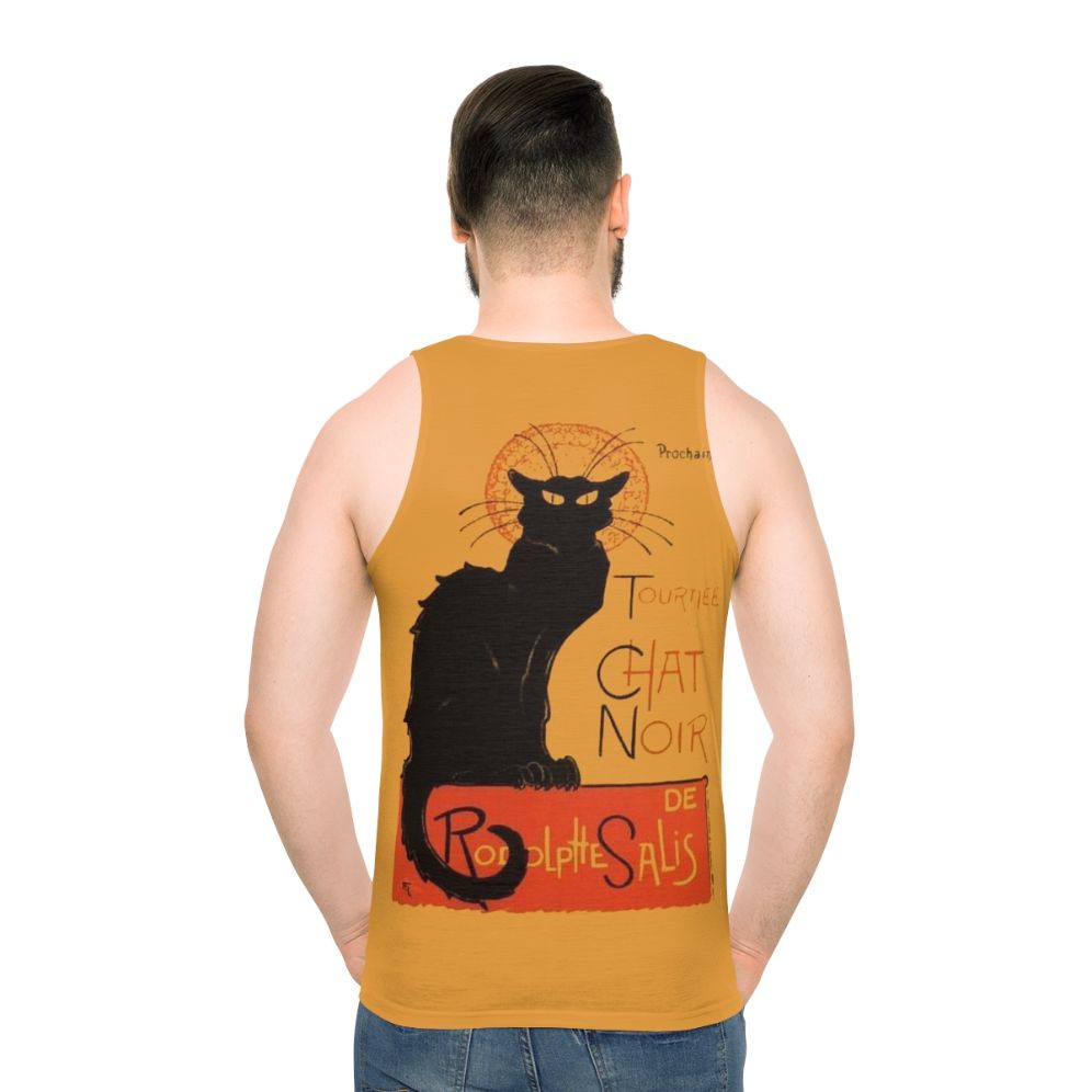 Unisex tank top with vintage "Le Chat Noir" art print