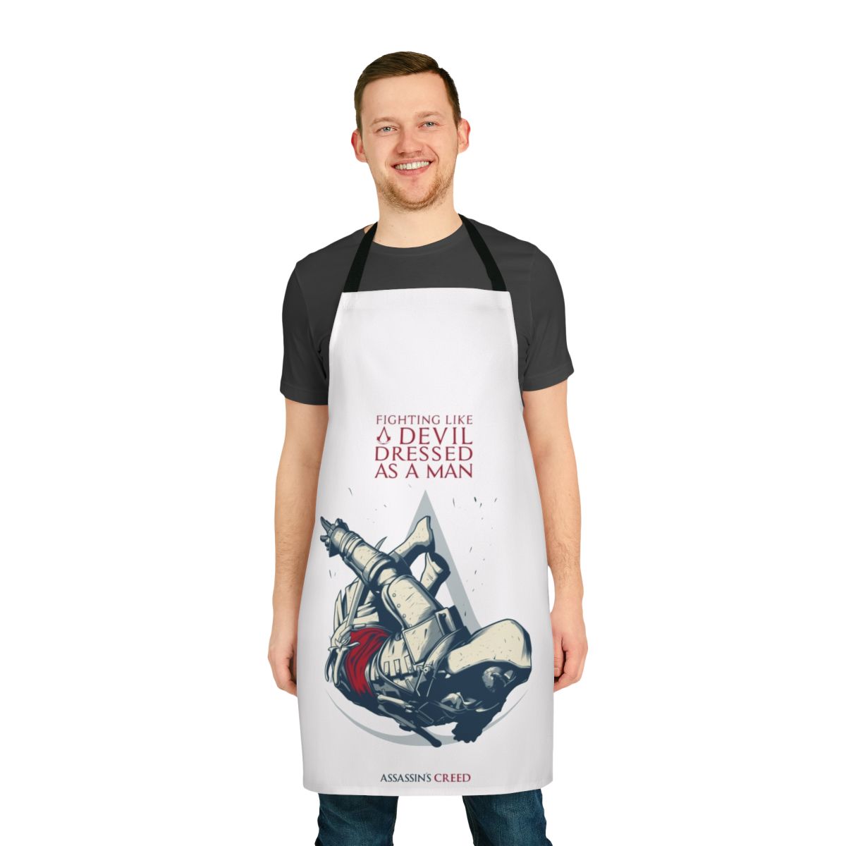 Apron featuring Edward Kenway's iconic "Leap of Faith" pose from the Assassin's Creed video game series