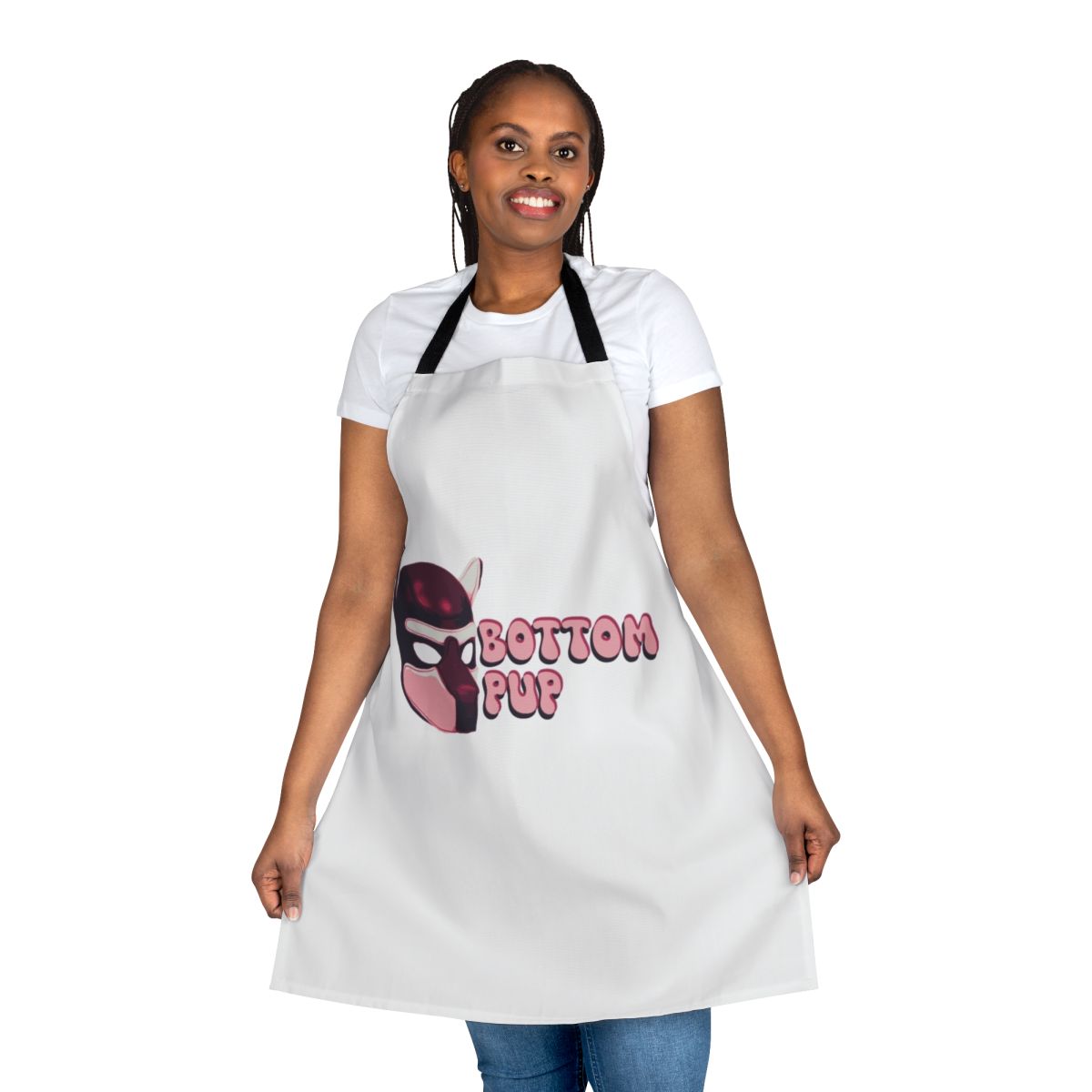 A red leather apron with a dog-like mask design, perfect for pup play and BDSM enthusiasts.