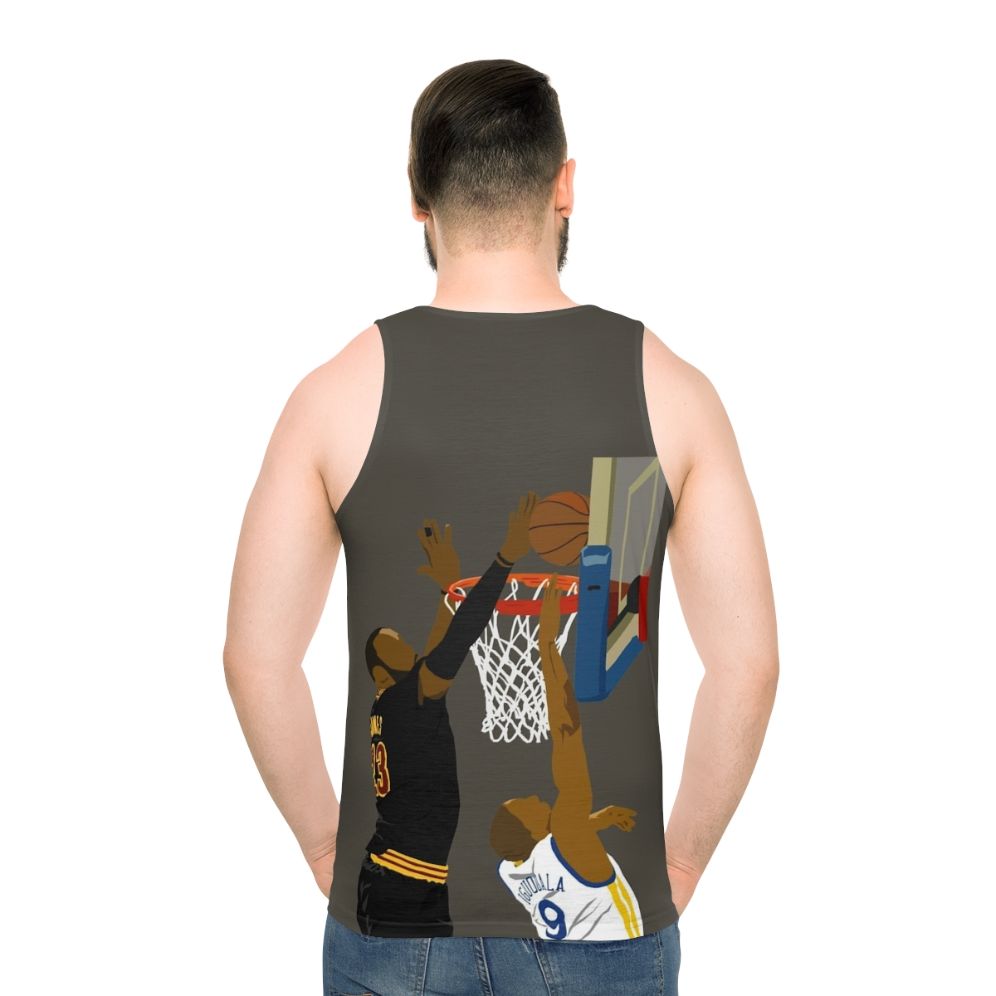 Unisex Basketball Tank Top with LeBron James Blocked Shot