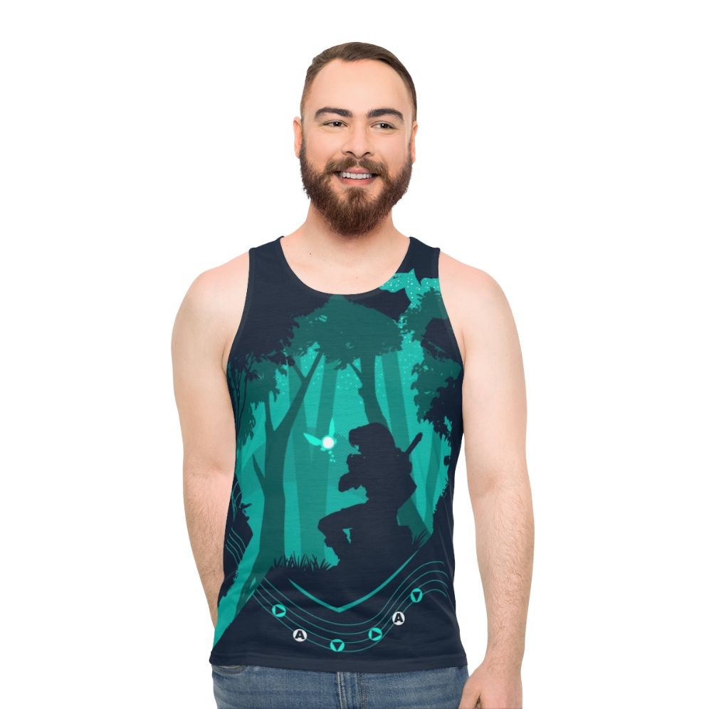 Legend Song Unisex Gaming Tank Top featuring Zelda Triforce design