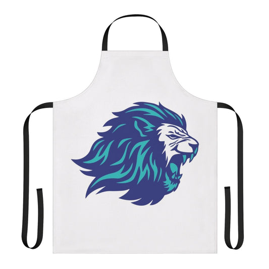Blue lion animal power apron with a legendary animal print design
