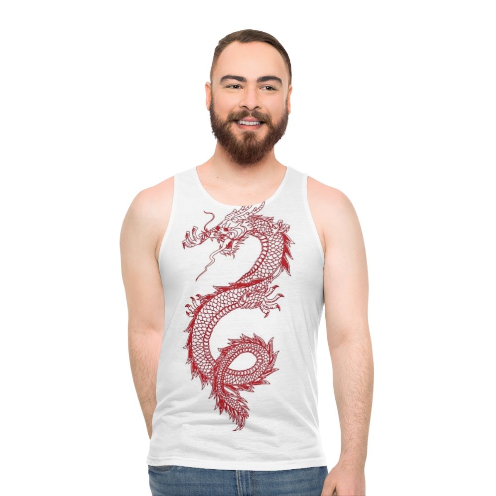 Legendary animals dragon silhouette unisex tank top