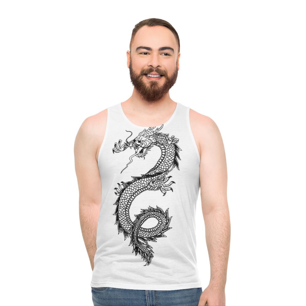 Unisex tank top featuring a cool dragon silhouette design