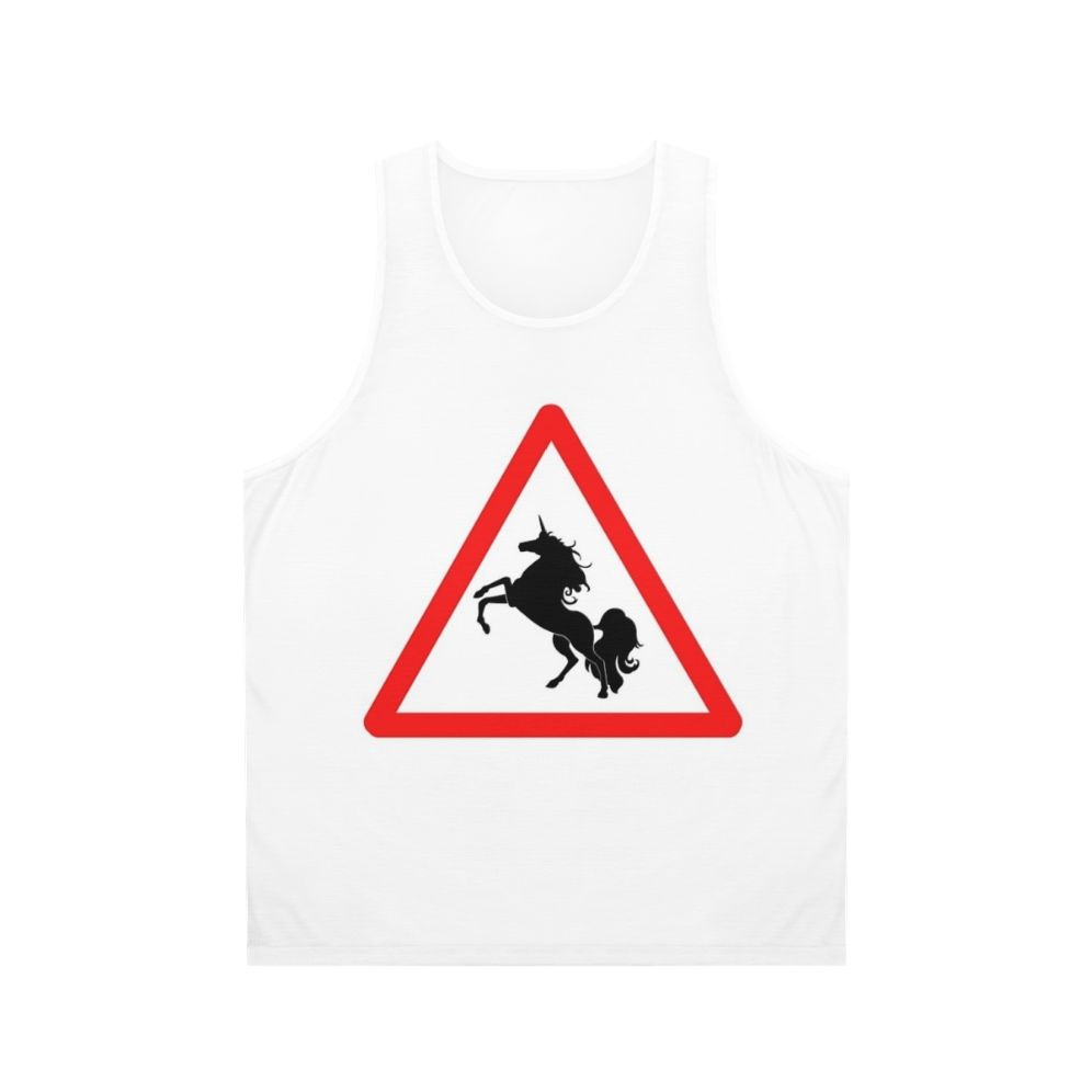 Unisex tank top with fantasy mythical creatures like unicorns and dragons