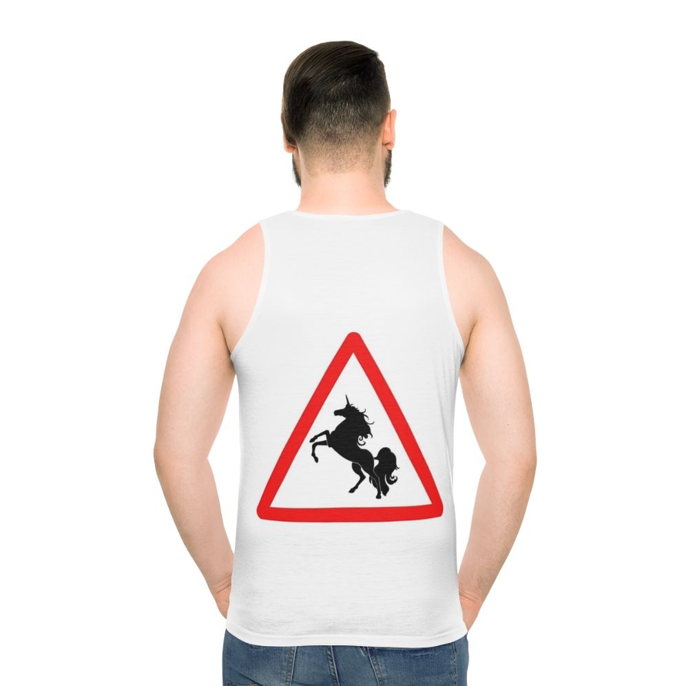 Unisex tank top with fantasy mythical creatures like unicorns and dragons