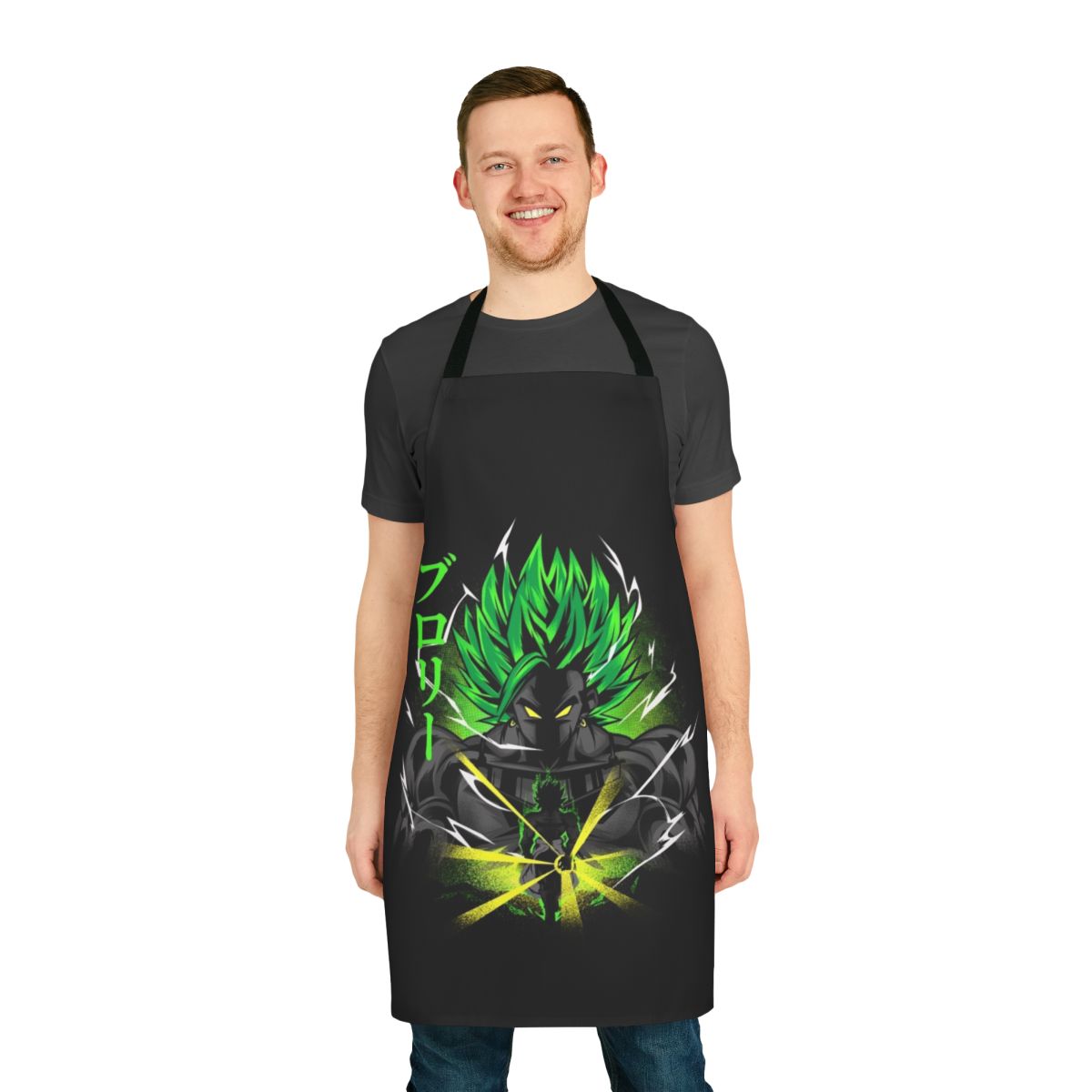 Legendary anime-inspired villain apron with superhero and cosplay design elements
