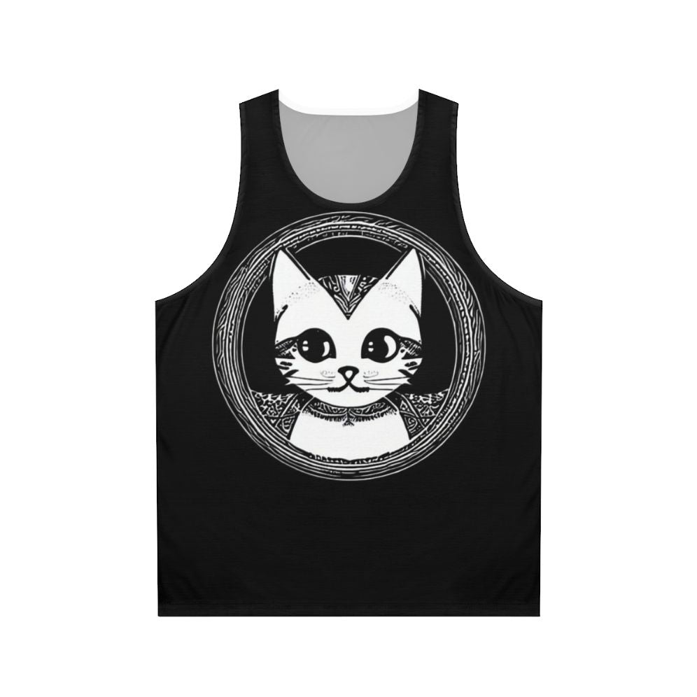 Legendary cat silhouette design on a unisex tank top