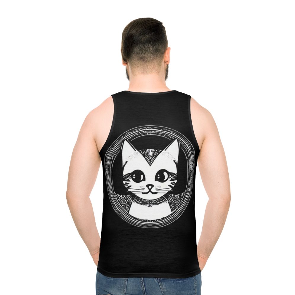 Legendary cat silhouette design on a unisex tank top