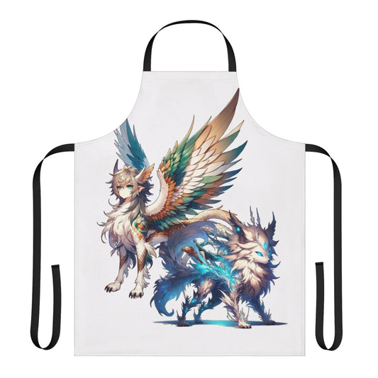 Apron featuring a collage of legendary and mythological creatures like Fenrir, Pegasus, and other fantastical beasts.