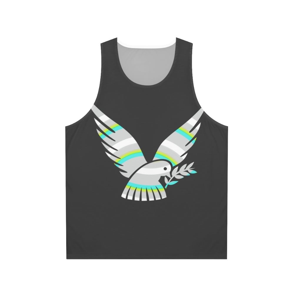 Legendary dove unisex tank top featuring colorful abstract animal art
