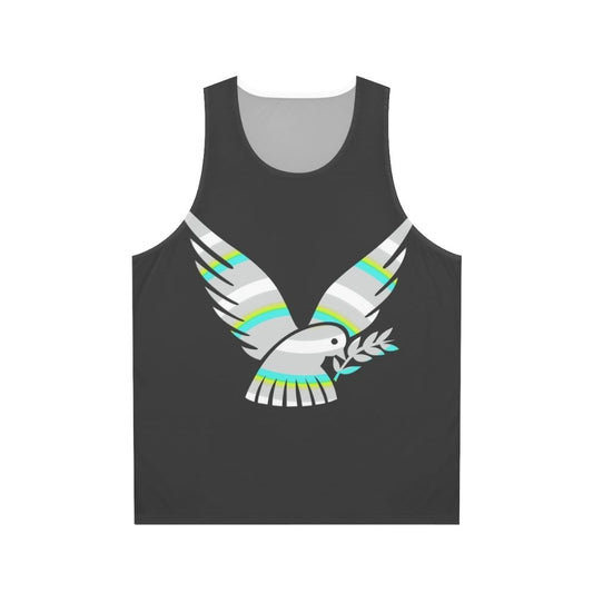 Legendary dove unisex tank top featuring colorful abstract animal art